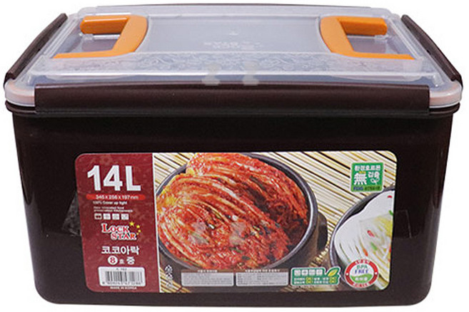 코코아락 8호 중 2핸들 14L-H/밀폐용기/김장용품/김치냉장고/김치보관용기/김치보관통/장아찌통/김치통/김, 14L, 1개