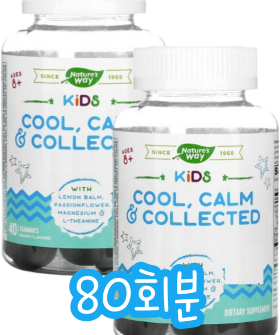 네이쳐스웨이 어린이 쿨 캄 & 콜렉티드 포도 맛 구미, 1개, 80회분