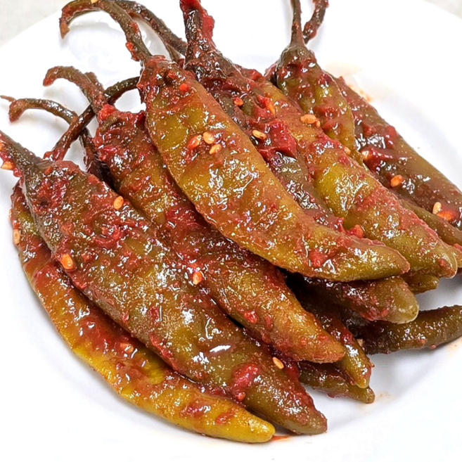 동백찬 양념 고추무침 2kg 6kg 12kg 삭힌 절임 절인 아삭 고추지 대용량 업소용 장아찌, 500g, 1개