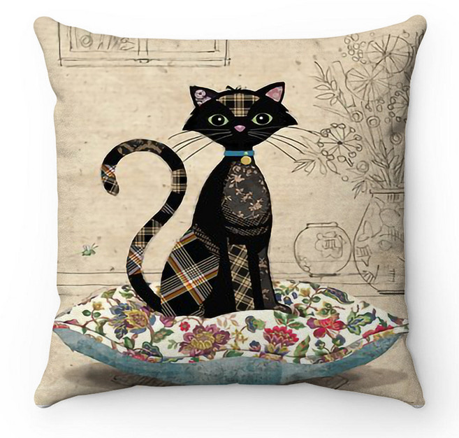 더캣 북유럽벨벳쿠션 등쿠션 거실쿠션 솜포함쿠션/무료배송 쇼파등받이 벨벳 사각 캐릭터 쿠션, 291