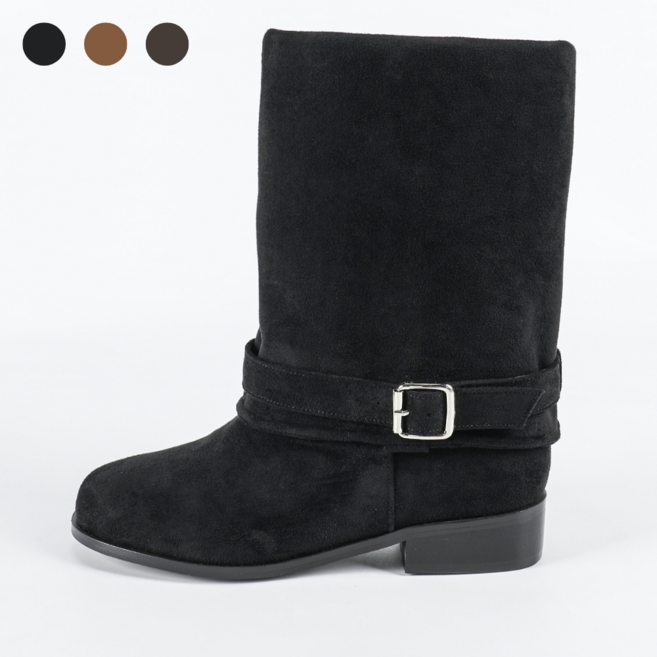 페조 여성 미들부츠 롱부츠 스웨이드 버클 PZBTSW-888-25