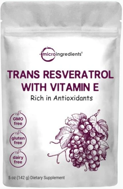 마이크로인그리디언트 트랜스레스베라트롤 효능 500mg 분말+비타민 E 비건 (142g), 142g, 1개 - 쿠팡