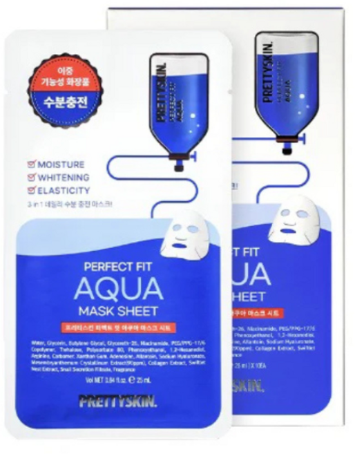 PRETTYSKIN 完美貼合水潤面膜 深層保濕亮白 打造彈潤健康美肌, 1組, 10入