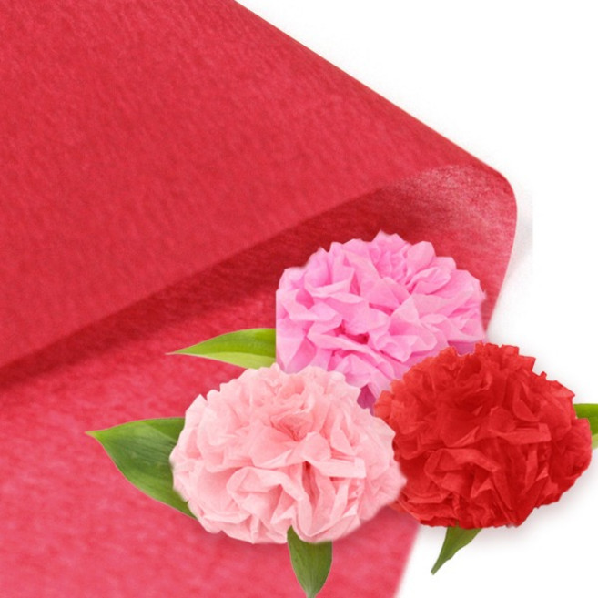 [상우아트] 칼라 꽃 색화지 습자지 2절 50매 카네이션만들기 DIY, 빨강