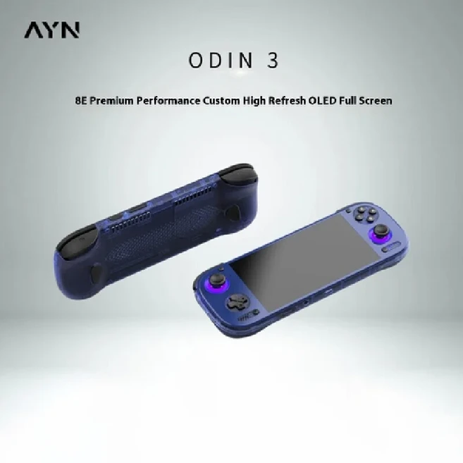 AYN 오딘 3 게임 콘솔 6인치 1080P 120Hz 8000mAh AMOLED 화면 휴대용 게임기 홀 이펙트 조이스틱트리거 포, 01 China Mainland, 02 8G 128G, 01 Transparent Blue