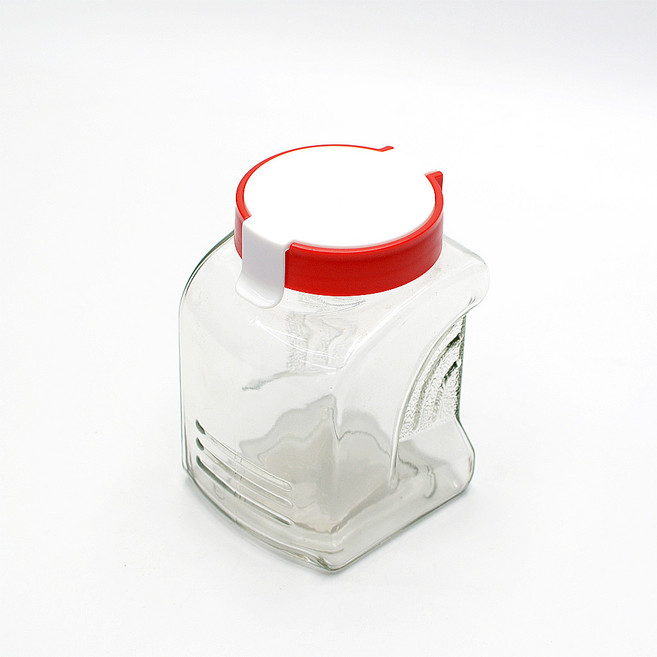 라일락 원터치 유리 밀폐용기 레드 970ml