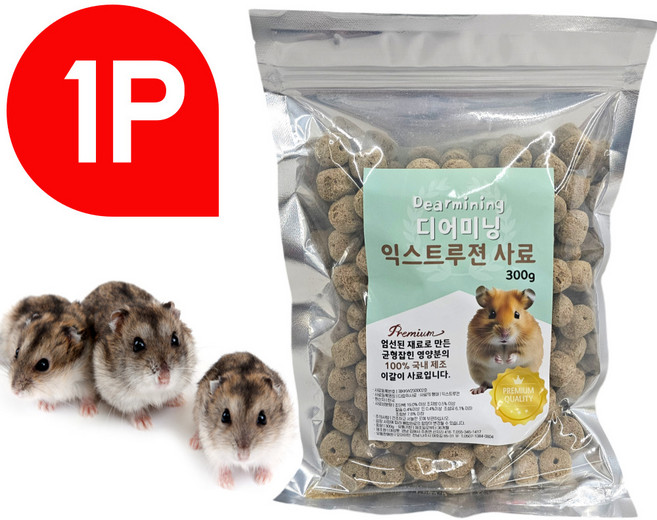 디어미닝 햄스터 이갈이 사료 익스트루전, 300g, 1개