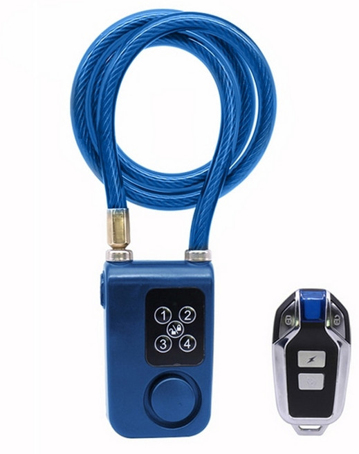 자전거경보기 와이어자물쇠 도난방지락 오토바이잠금장치 스쿠터무선알람후미등 킥보드 바이크 블루투스 보안, 파란색, 1) Blue, 1개