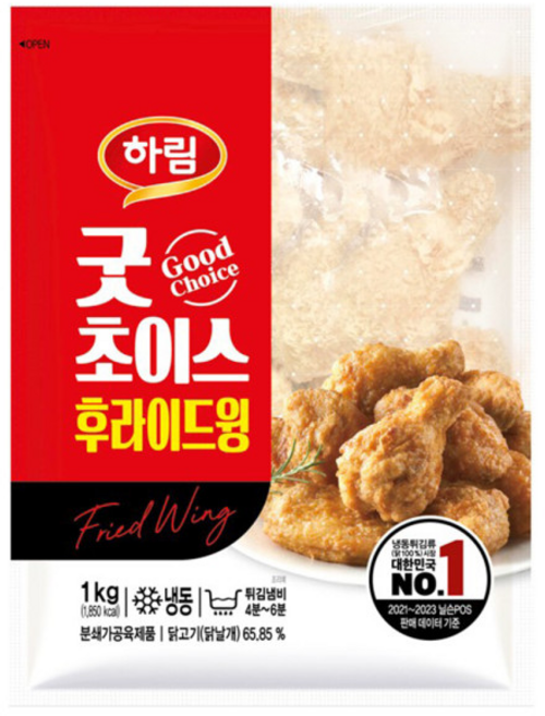 하림-굿초이스 후라이드 윙 1kg, 4개