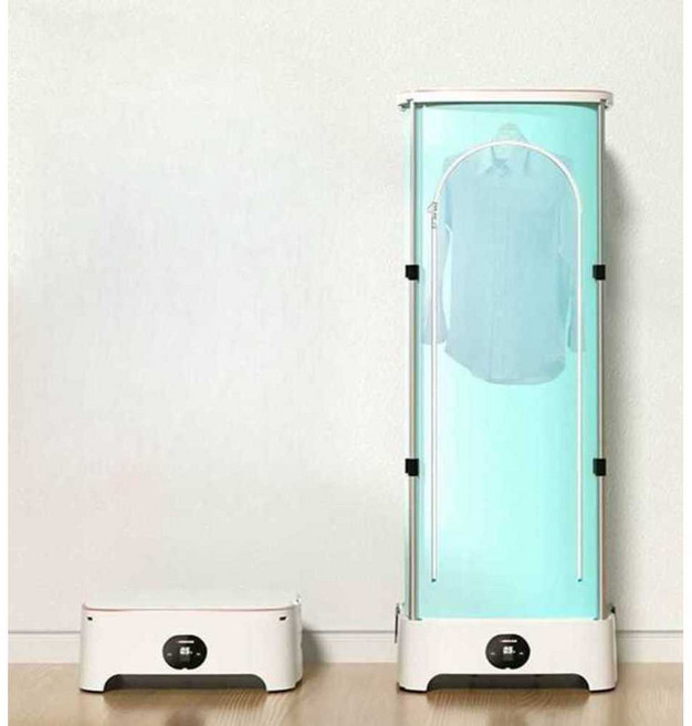 접이식 소형 스타일러 의류관리기 자외선살균, 에메랄드 그린(수건걸이 부착)