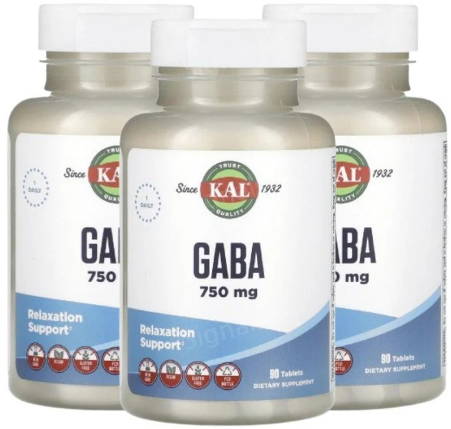KAL 가바 영양제품 GABA 750mg 90정 감마아미노뷰티르산 3개셋트, 3개 - 쿠팡
