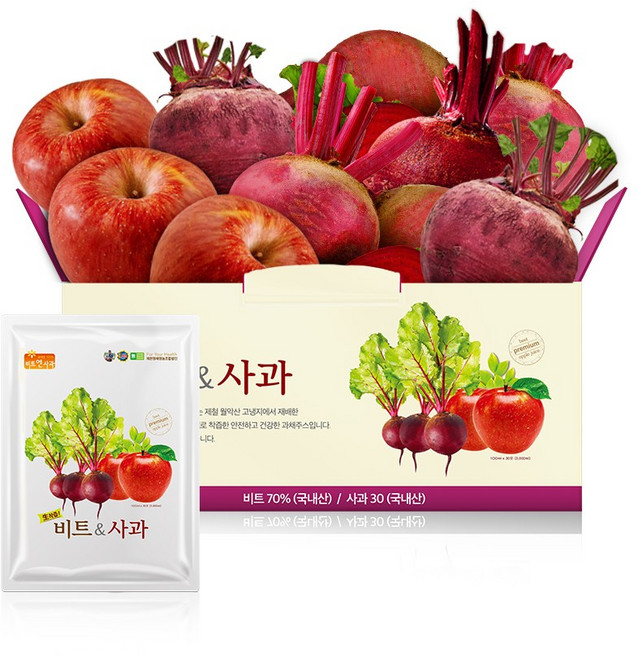월악산 비트앤사과 30포 레드비트즙 비트 즙 주스, 90개, 100ml