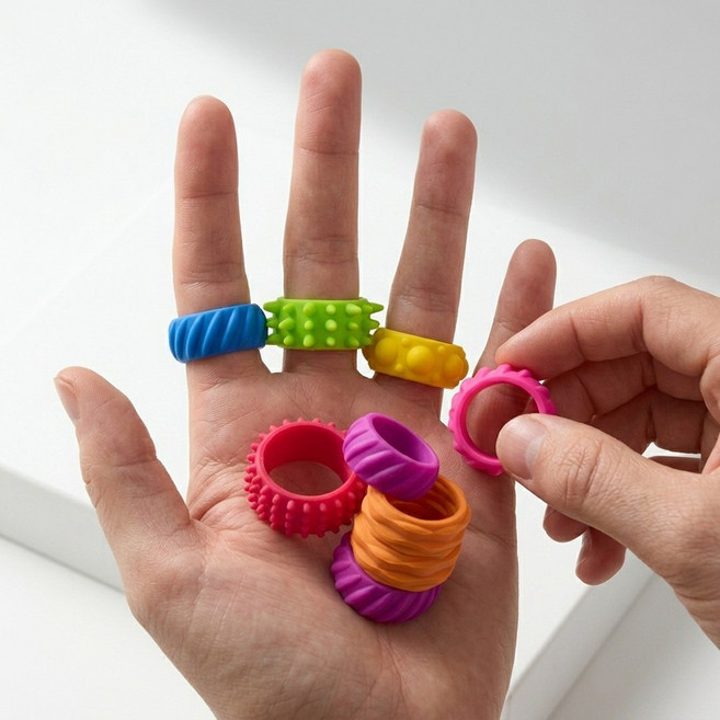 홈베리카 스트레스 해소 피젯 토이 감각 반지, 12개, 혼합