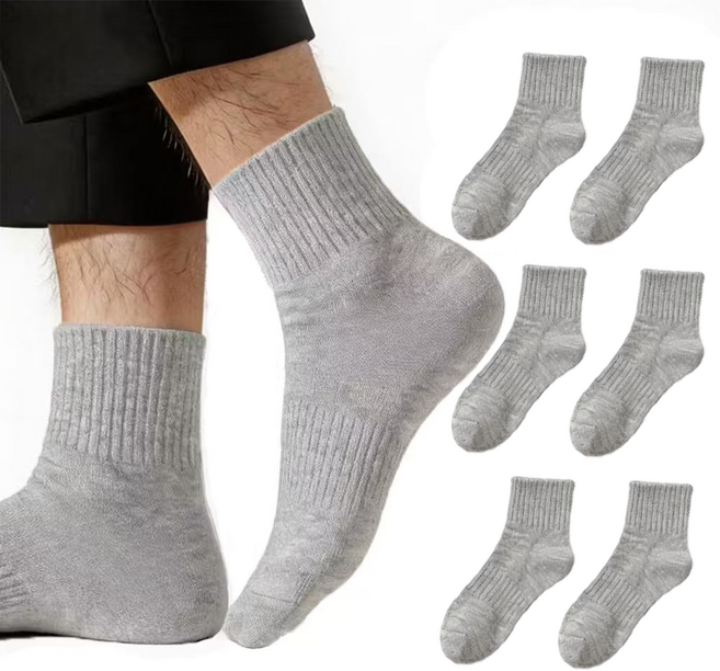 Le Gou 더베이직 남성용 순면 발냄새 방지 무지 중목 양말 6켤레