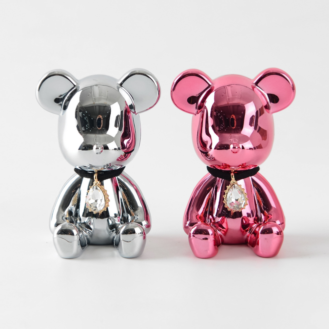 JK 크롬 베어브릭[1+1세트] 차량용 방향제, 크롬세트(실버+핑크), 블랙체리, 선택안함