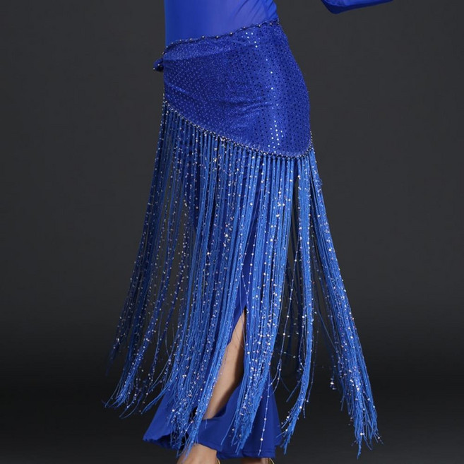 밸리 힙스카프 스커트 댄스복 색 벨트 부족 10 삼각형 스카프 랩 프린지 술 댄스 스팽글, 하얀, m