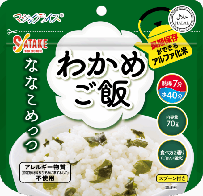 Satake 佐竹 7年保存 海帶芽乾燥飯, 70g, 1個裝