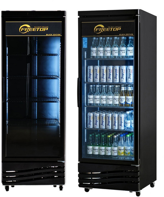 소상공인지원 국산 1등급 프리탑 업소용 음료수 쇼케이스 술 주류 냉장고 385L 식당 카페, FT-470AB 올블랙 (착불배송비 해피콜안내)