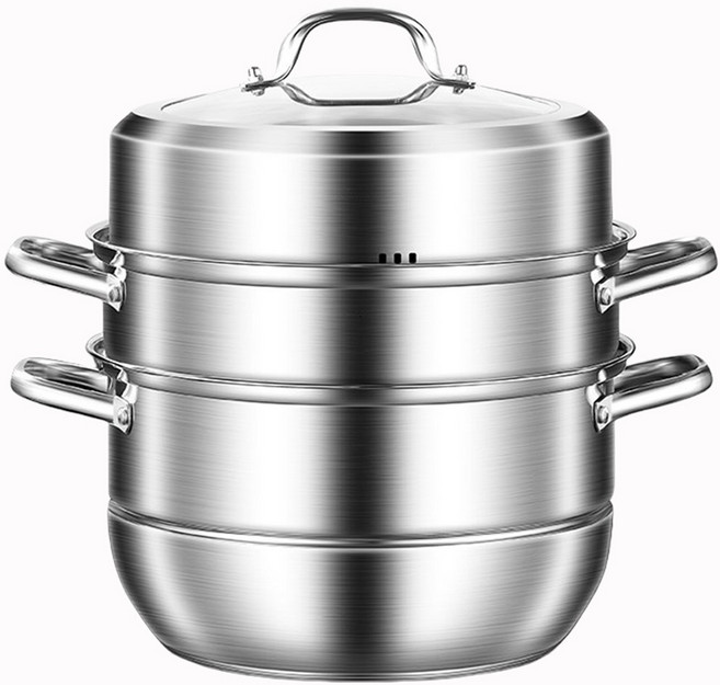 CookNest 3단 인덕션 찜기 냄비 304 스텐 찜솥 곰솥 대형, 1개, 28cm