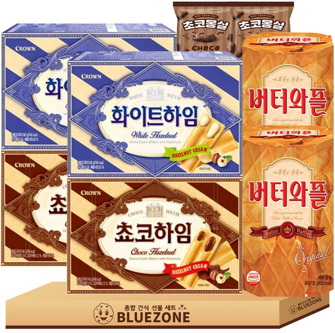 달달한 과자세트 초코하임142g 2개 화이트하임142g 2개 버터와플130g 2개 몽실22g 2개, 1개