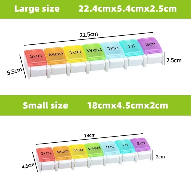 새로운 고급 레인보우 주간 약통 1일 복용 케이스 비타민 생선 기름 보충제 보관용, 03 S and M-2Pcs