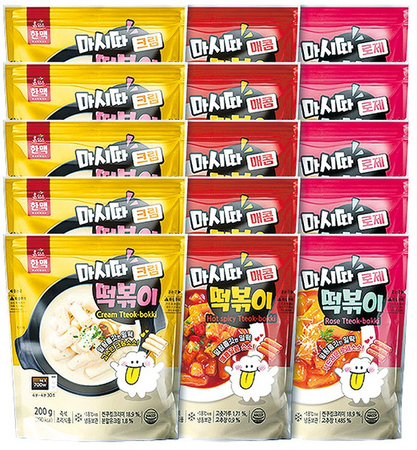 한맥 마시따 떡볶이15개set(각 5개씩_크림+매콤+로제), 15개