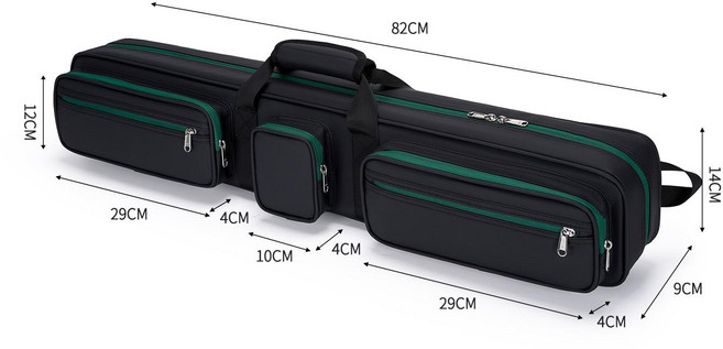 당구 큐백 7구 당구큐 가방 방수 다포켓 당구 케이스, 블랙그린, 1개