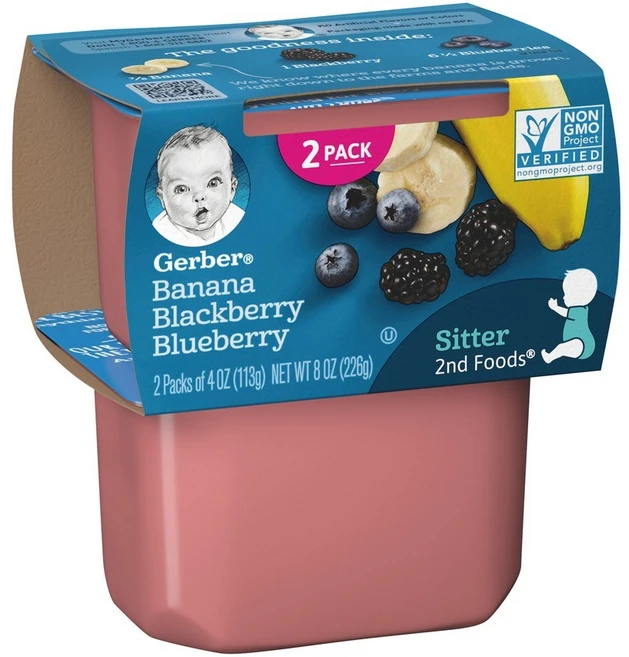 Gerber 2단계 어린이 식품 113g 2개입, 바나나 믹스드 베리(Banana Mixed Berries), 226g, 1개 - 쿠팡