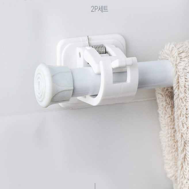 천장 고정 스프링바 받침 지지 홀더 벽면 간편 설치 텐션, 2커튼봉