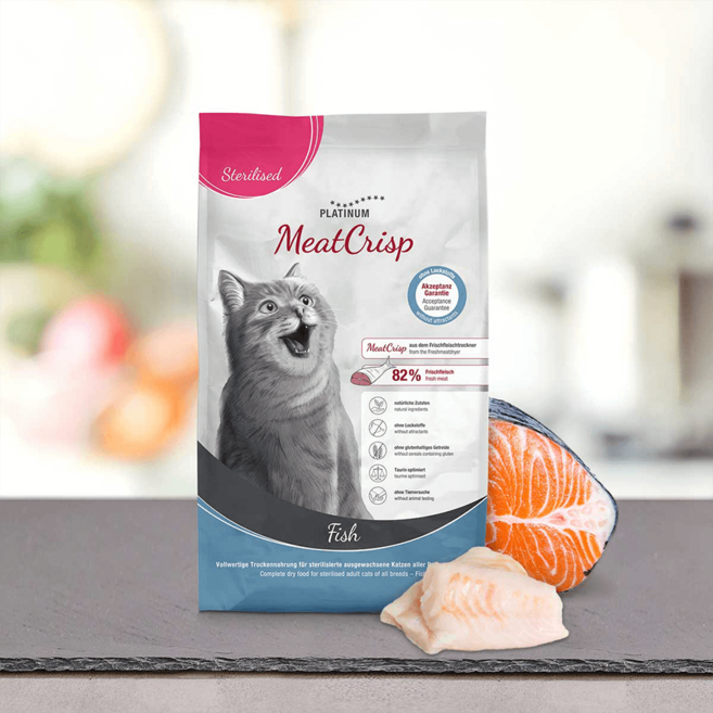 플래티넘 미트 크리스프 스테럴라이즈드 고양이 사료, 연어, 1.5kg, 1개