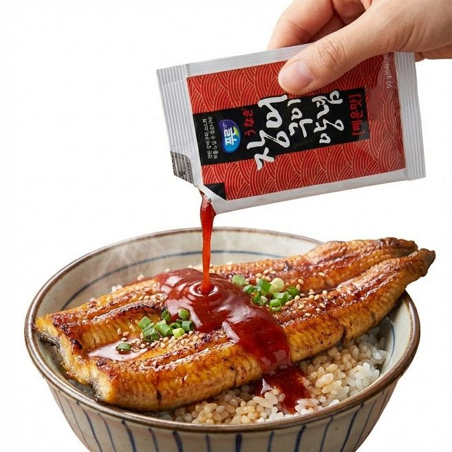 푸른식품 일회용 장어구이양념 (매운맛) 50g x 100개(1박스) 장어소스 장어양념