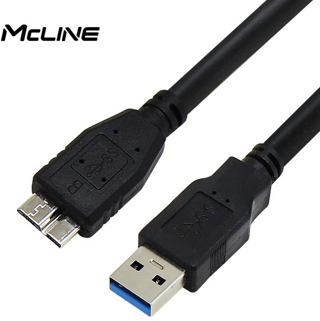 맥라인 USB 3.0 Micro B 30Cm 외장하드 케이블 도시바 WD 삼성 LG 시게이트 연결선, 1개