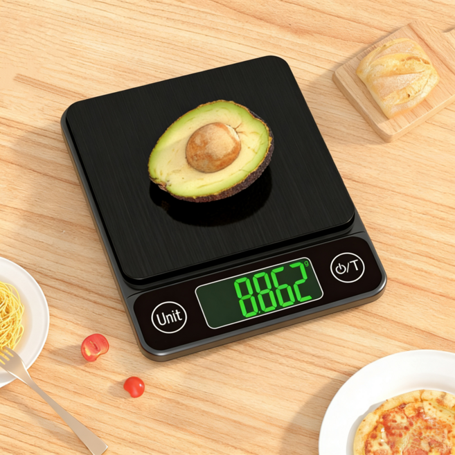 디지털 주방저울 가정용 고정밀 전자저울 커피저울 계량 카페 베이킹 상업용 계량 저울, 블랙, 1개, 1kg