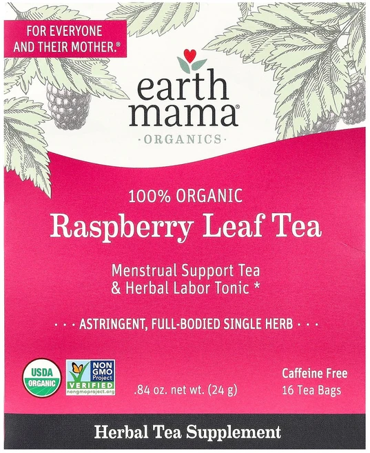 Earth Mama Organics 100% 유기농 라즈베리 잎차 카페인 무함유 티백 16개 24g(0.84온스), Earth Mama Organics 100% 유기농 라, 1 - 쿠팡
