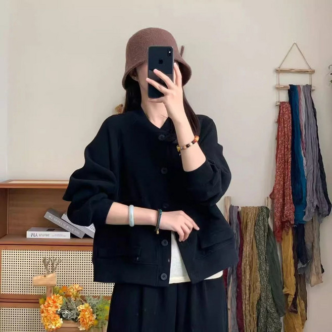 Neirny 여성 야구 점퍼 봄가을 간절기 캐주얼 숏 카디건 맨투맨 코트 야구복 데일리 루즈핏 패션 심플 자켓 상의