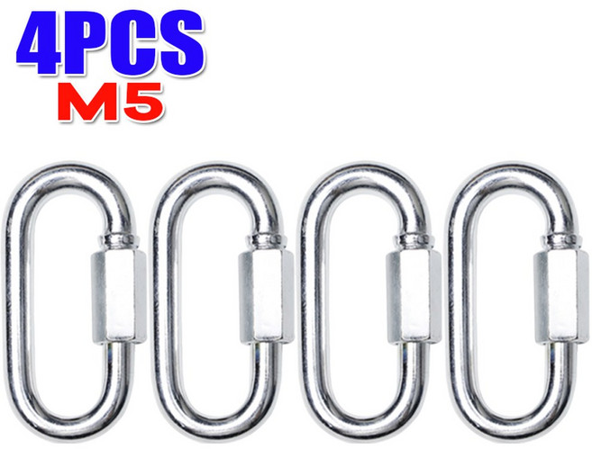 헤비 듀티 아연 도금 락 퀵 스크류 M5 링크 훅 M6 철제 체인 M4 카라비너 커넥터, M5 4pcs