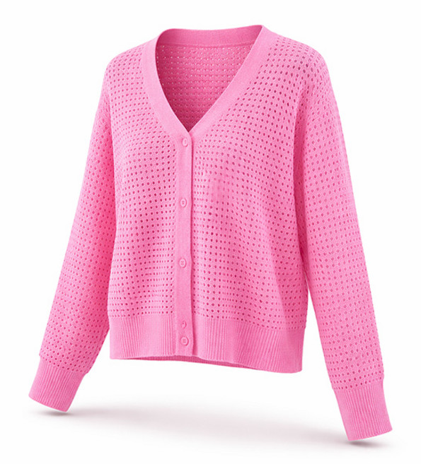 TM6125 벌집 브이넥 오픈 가디건