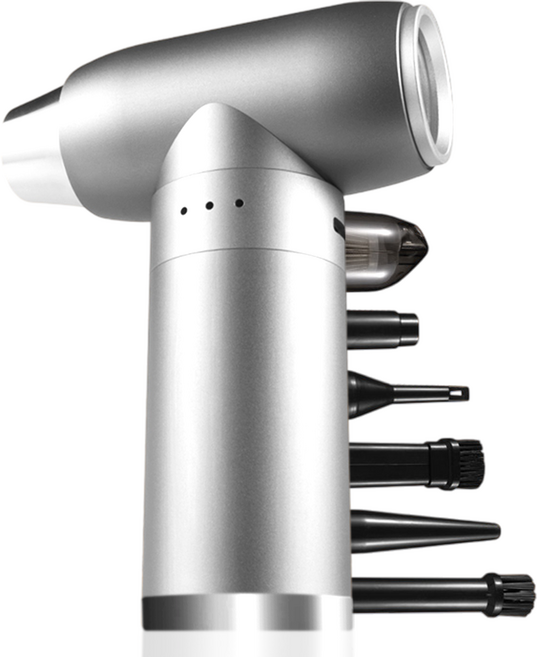 믿추 무선 미니에어건 초강력 차량용 휴대용 청소기, 실버, 1개