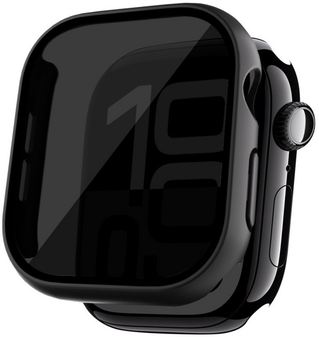 더조은셀러 애플워치 호환 사생활 보호 프라이버시 강화유리 케이스, 블랙, 1개