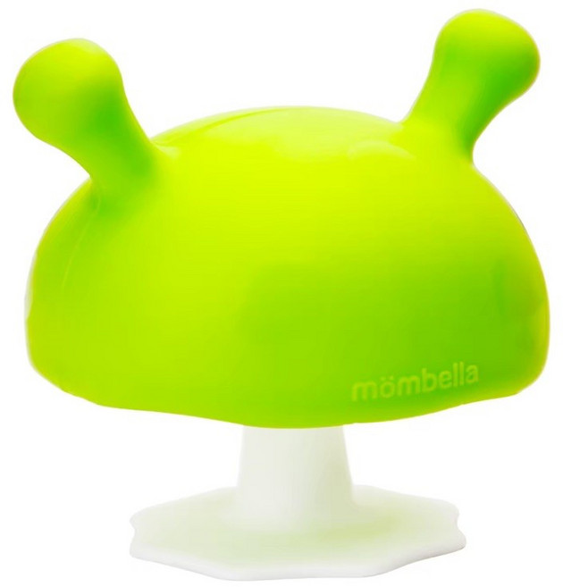 mombella固齒器 多款造型 安全矽膠材質 舒緩長牙不適 附防掉帶, 蘑菇綠色, 1個