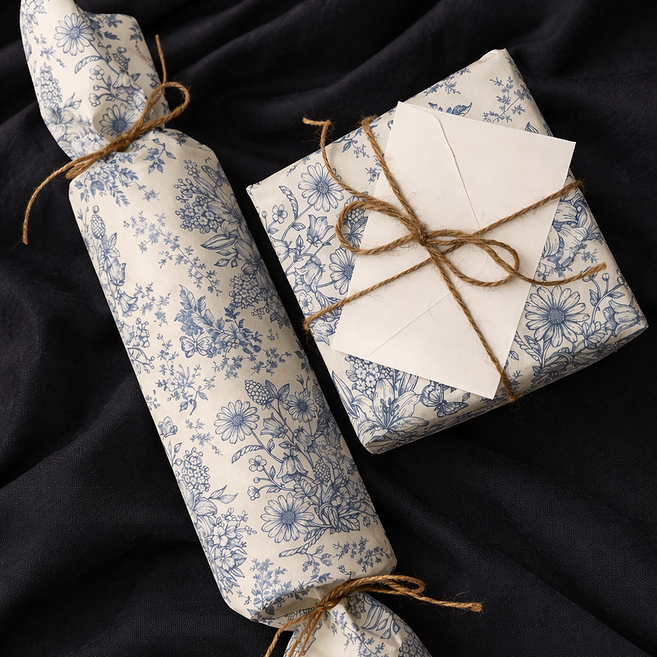 포포샵 선물 종이 포장지, 10개, 블루플라워