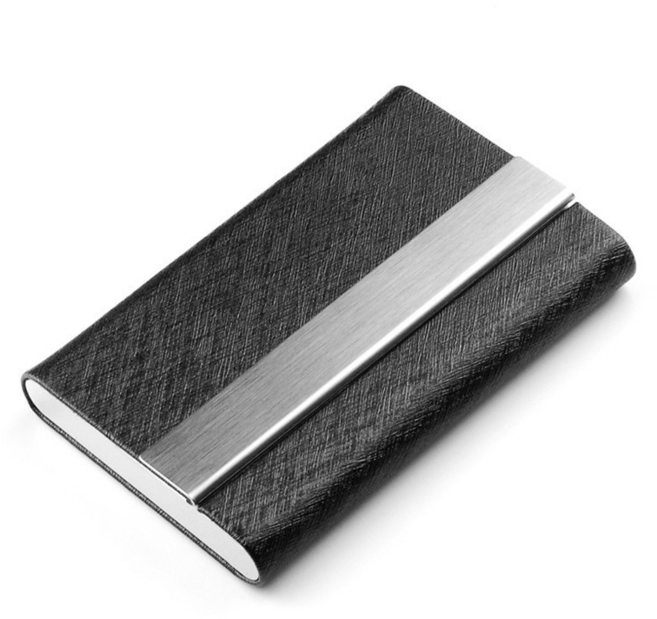 슬림 메탈 럭셔리 명함지갑 명함케이스, 1개, 블랙