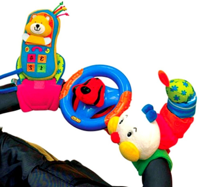 카시트애벌레인형 아기운전핸들 유모차고정전화기장난감 3종세트