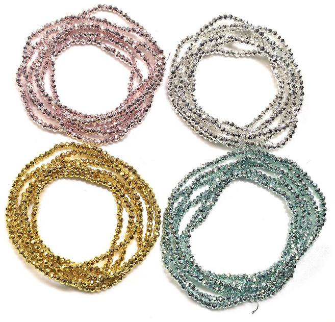 ALL 원석장식 3mm 크리스탈 메탈볼 한세트 3줄, 실버, 1개