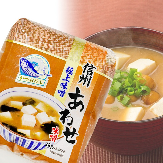 제이케이푸드 코우 신슈 아와세 미소된장 1kg 장국 찌개 된장국 일본 정통 맛된장 가다랑어, 2개