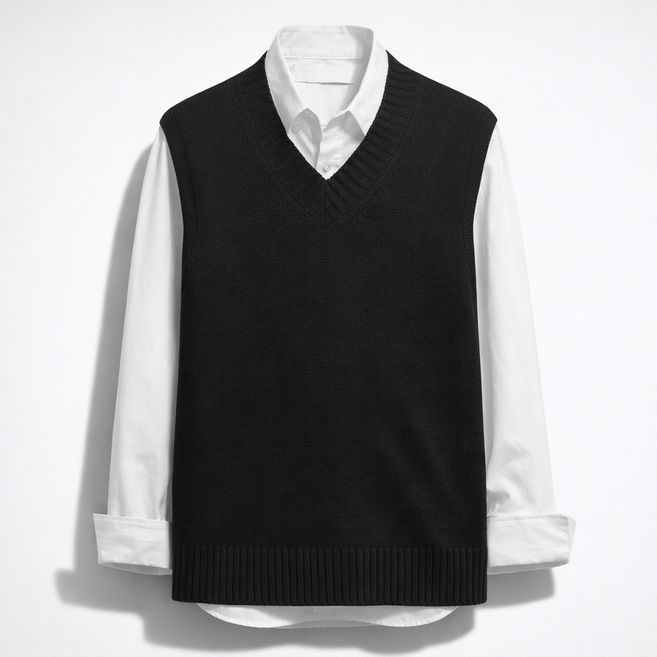 포시즌 오버핏 브이넥 니트조끼 (CM004)