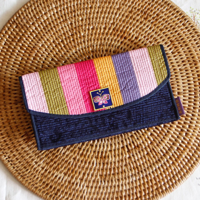 색동 비단 누빔 장지갑