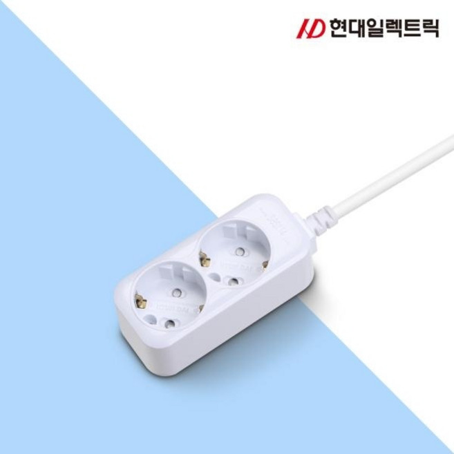 (현대일렉트릭) 멀티탭 (2구/16A/접지) HM16-23 (3M), 1개, 3m, 화이트