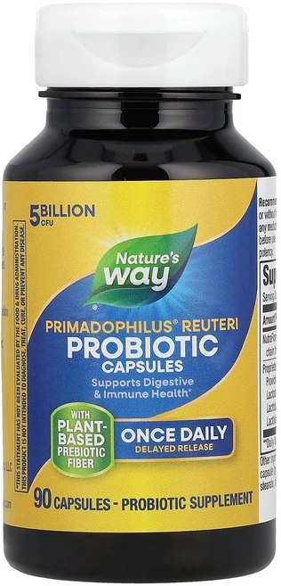 네이처스웨이 Primadophilus Reuteri우수한 프로바이오틱 50억 CFU 베지 캡슐 90정, 1개 - 쿠팡