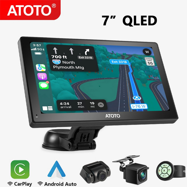 무선카플레이 ATOTO P8 7 QLED 터치스크린 자동차 스테레오 무선 애플 카플레이 화면 안드로이드 자동 모니터 라디오 멀티미디어 플레이어